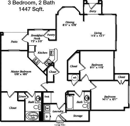 1,447 sq ft floorplan layout