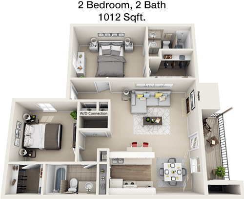 1,012 sq ft floorplan layout