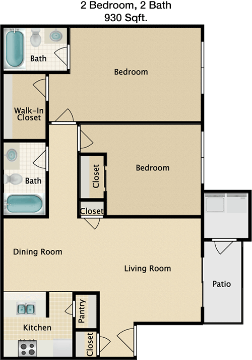 930 sq ft floorplan layout