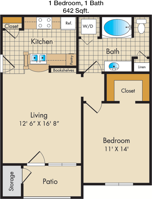 642 sq ft floorplan layout
