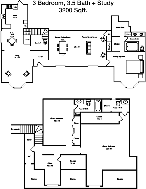3,200 sq ft floorplan layout
