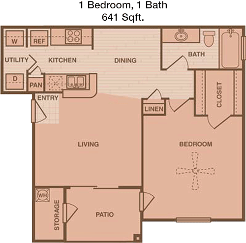 641 sq ft floorplan layout