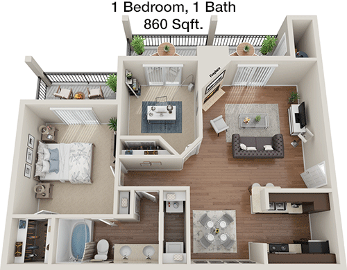 860 sq ft floorplan layout