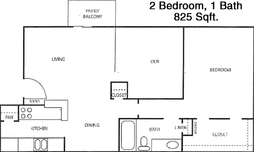 825 sq ft floorplan layout