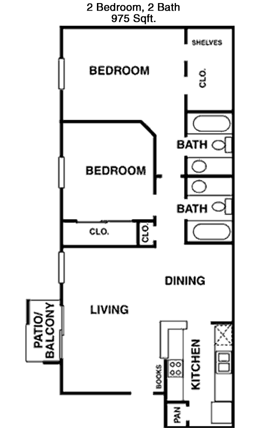 975 sq ft floorplan layout