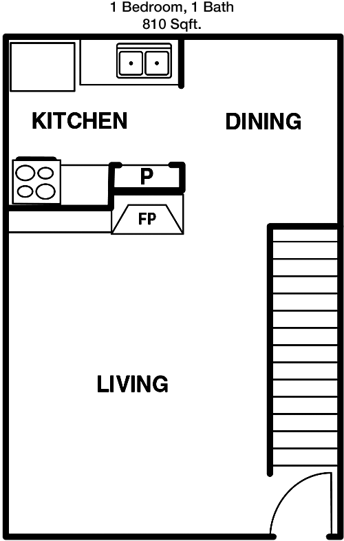 810 sq ft floorplan layout