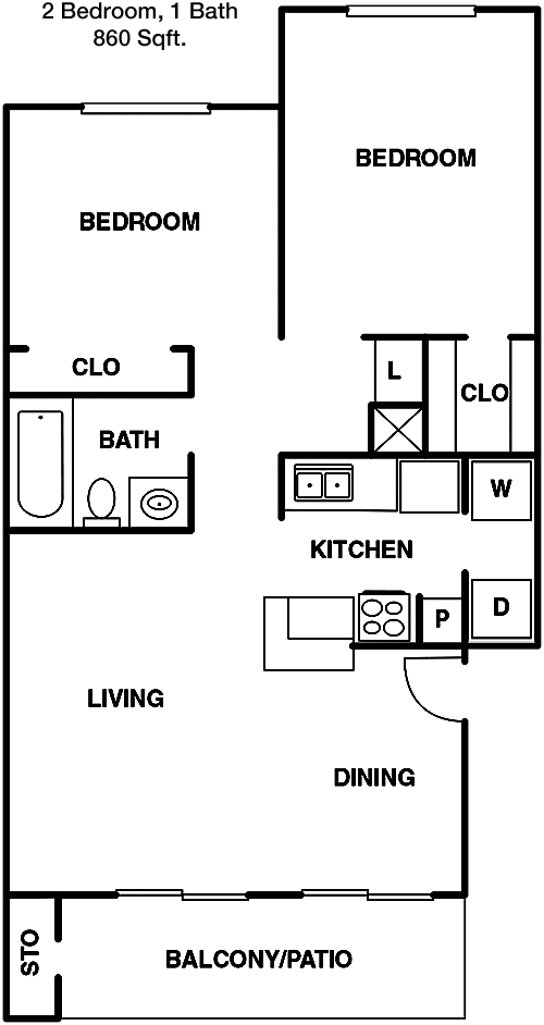 860 sq ft floorplan layout