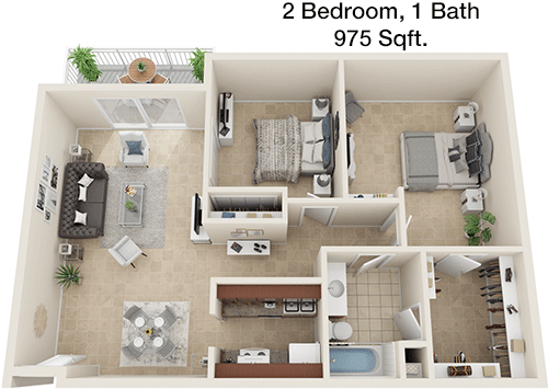 975 sq ft floorplan layout