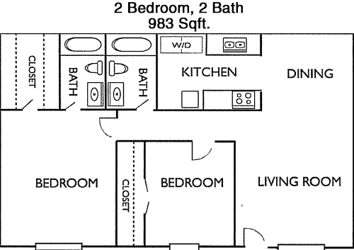 983 sq ft floorplan layout