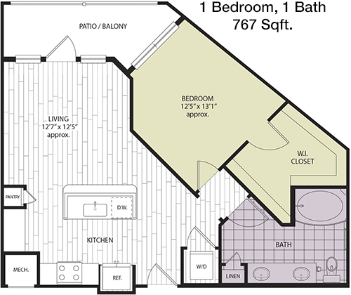 767 sq ft floorplan layout
