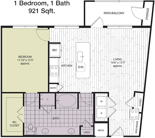 921 sq ft floorplan layout