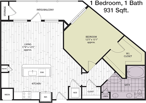 931 sq ft floorplan layout