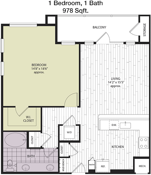 978 sq ft floorplan layout