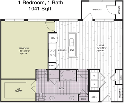 1,041 sq ft floorplan layout