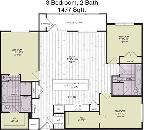 1,477 sq ft floorplan layout