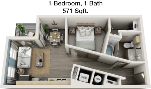 571 sq ft floorplan layout