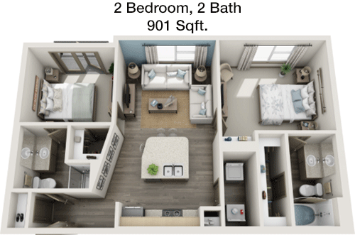 901 sq ft floorplan layout