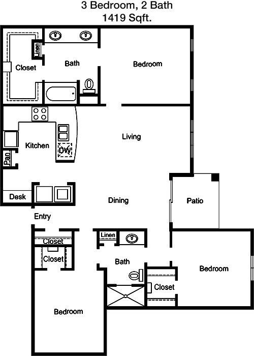 1,419 sq ft floorplan layout