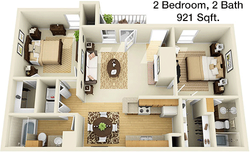 921 sq ft floorplan layout