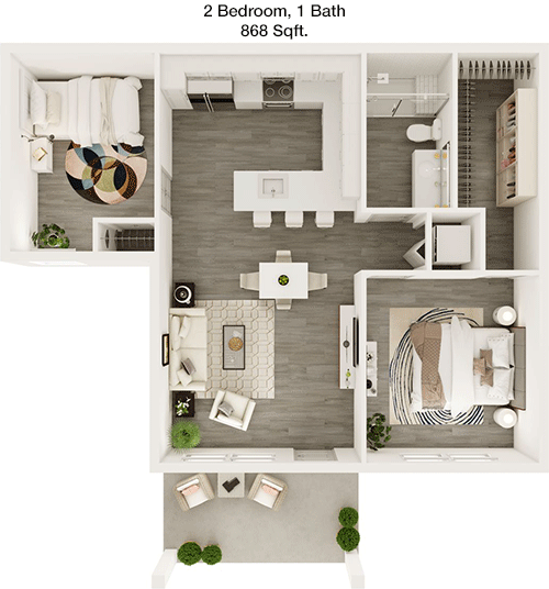 868 sq ft floorplan layout