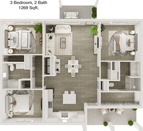 1,269 sq ft floorplan layout