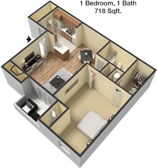 718 sq ft floorplan layout