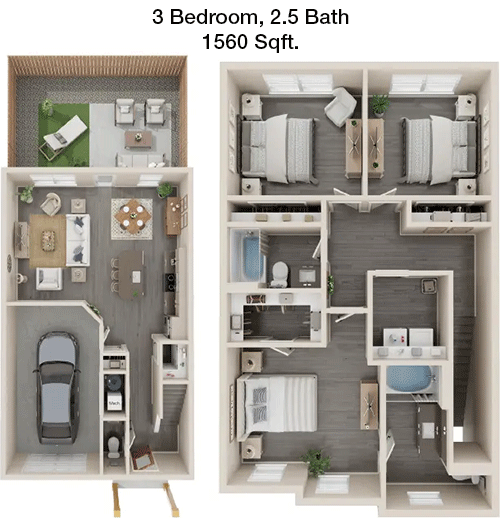 1,560 sq ft floorplan layout