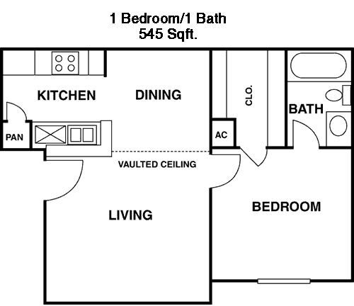 545 sq ft floorplan layout