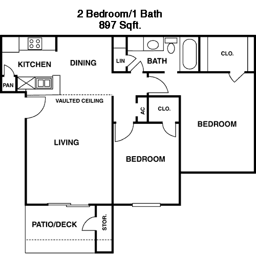 897 sq ft floorplan layout