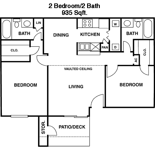 935 sq ft floorplan layout