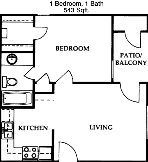 543 sq ft floorplan layout