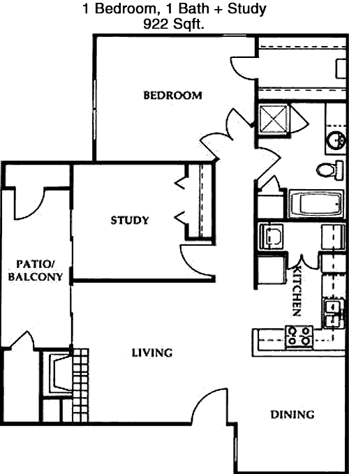 922 sq ft floorplan layout