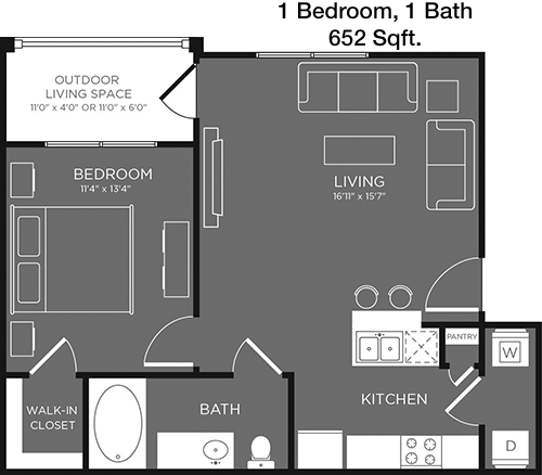 652 sq ft floorplan layout