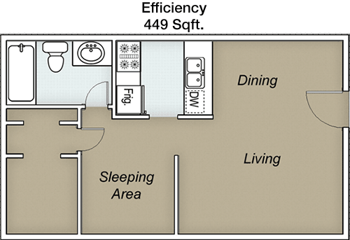 449 sq ft floorplan layout