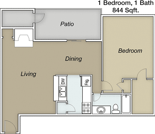 844 sq ft floorplan layout