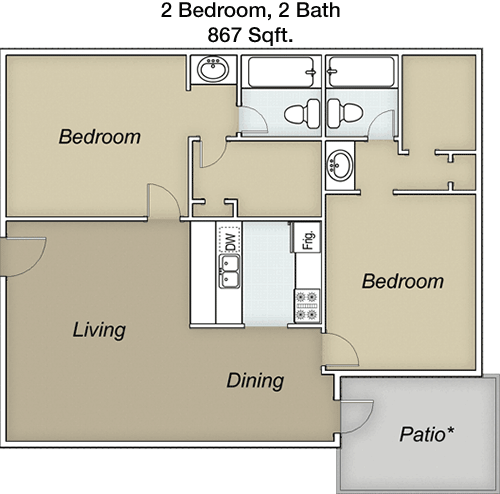 867 sq ft floorplan layout