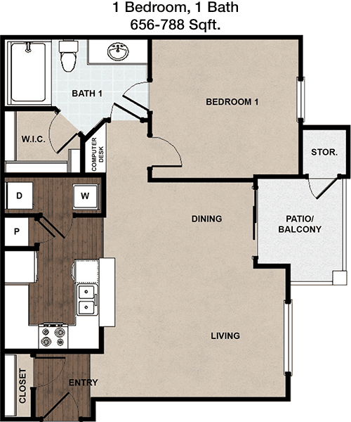 656 sq ft floorplan layout