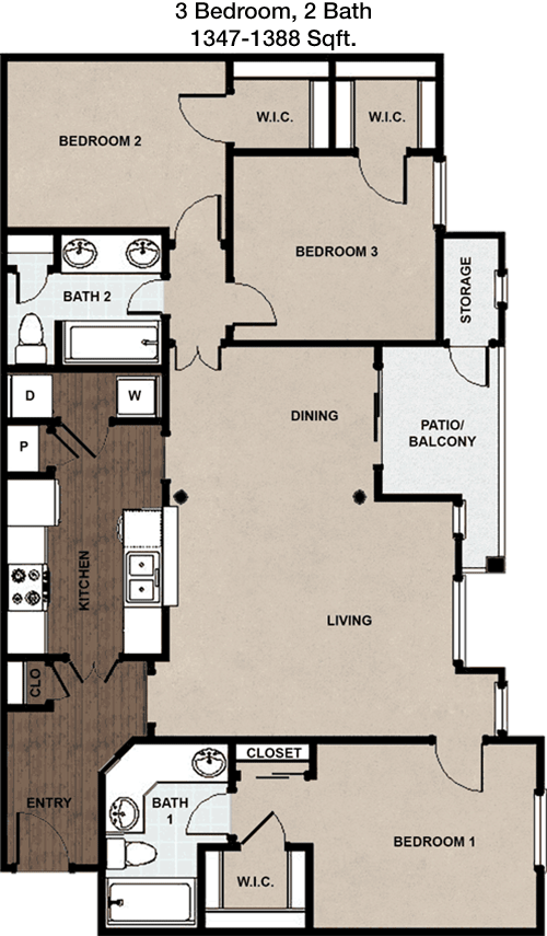 1,347 sq ft floorplan layout