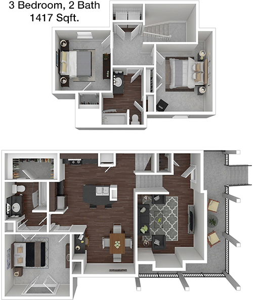 1,417 sq ft floorplan layout
