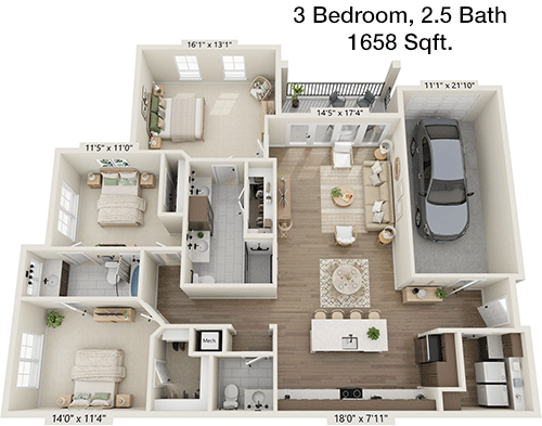 1,658 sq ft floorplan layout