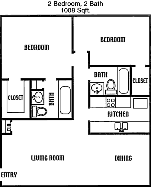 1,008 sq ft floorplan layout