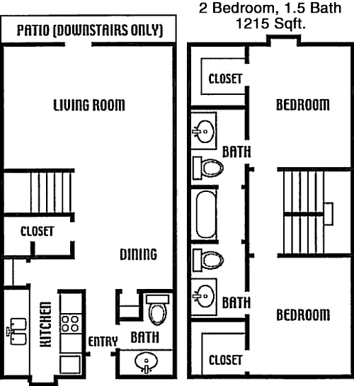 1,215 sq ft floorplan layout