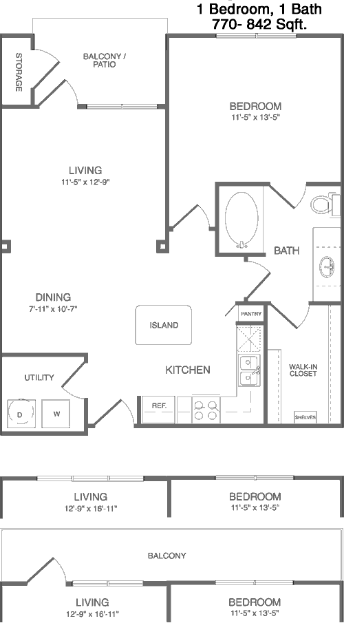 770 sq ft floorplan layout