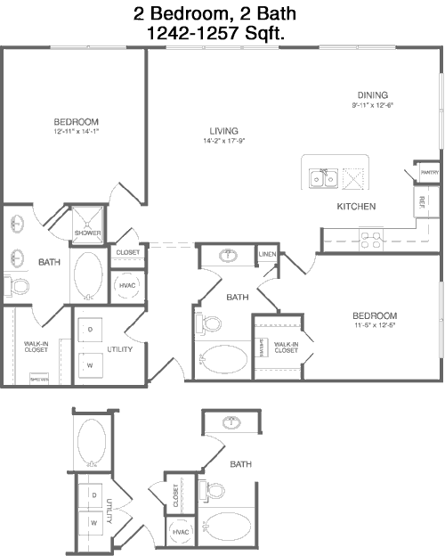 1,242 sq ft floorplan layout