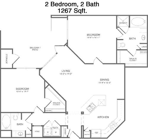 1,267 sq ft floorplan layout