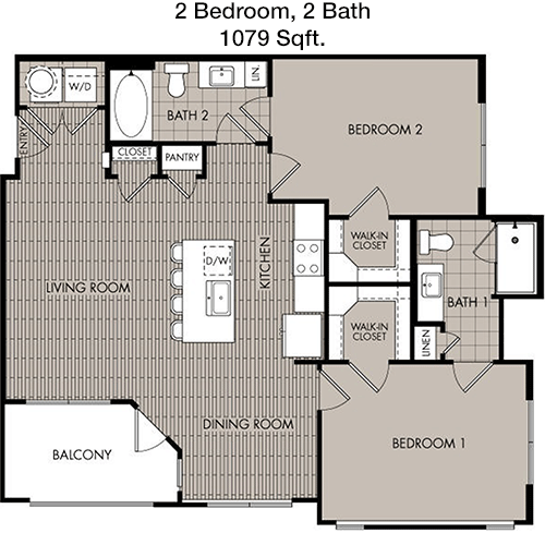 1,079 sq ft floorplan layout