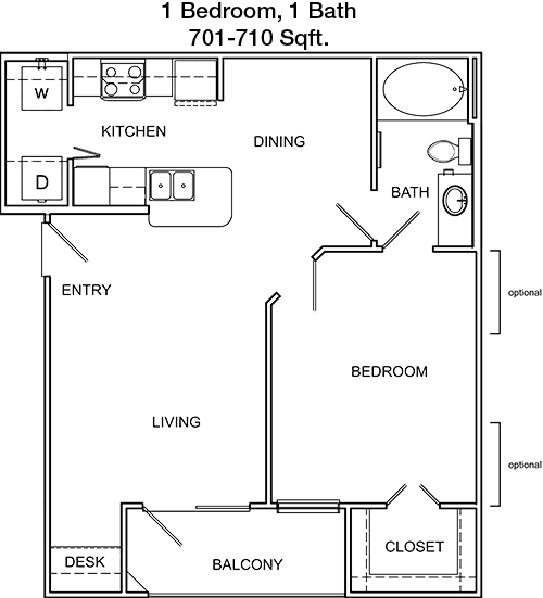 701 sq ft floorplan layout