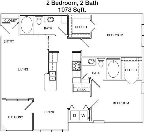 1,073 sq ft floorplan layout