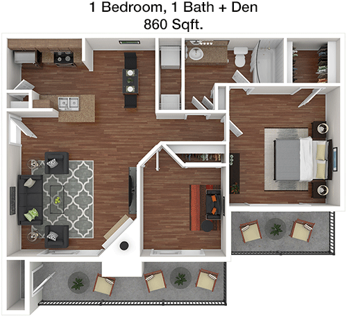 860 sq ft floorplan layout