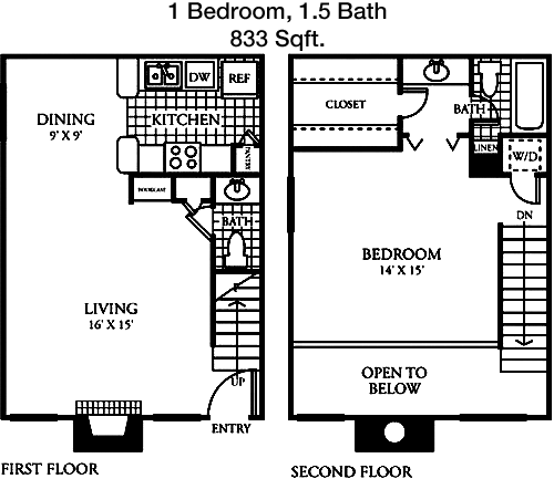 833 sq ft floorplan layout